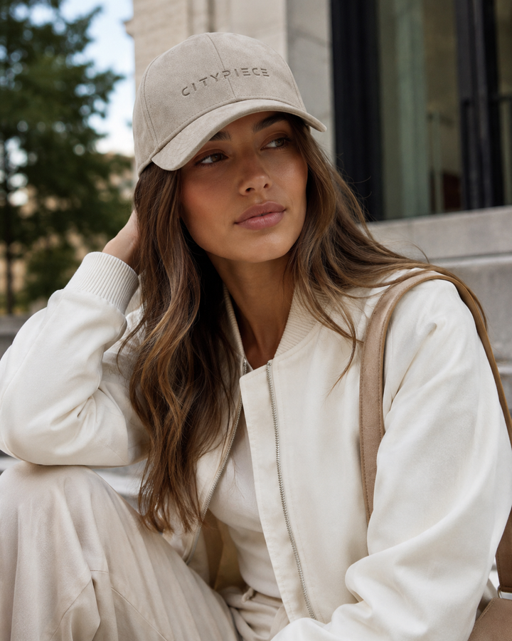 Light Beige Suede Cap with Logo
