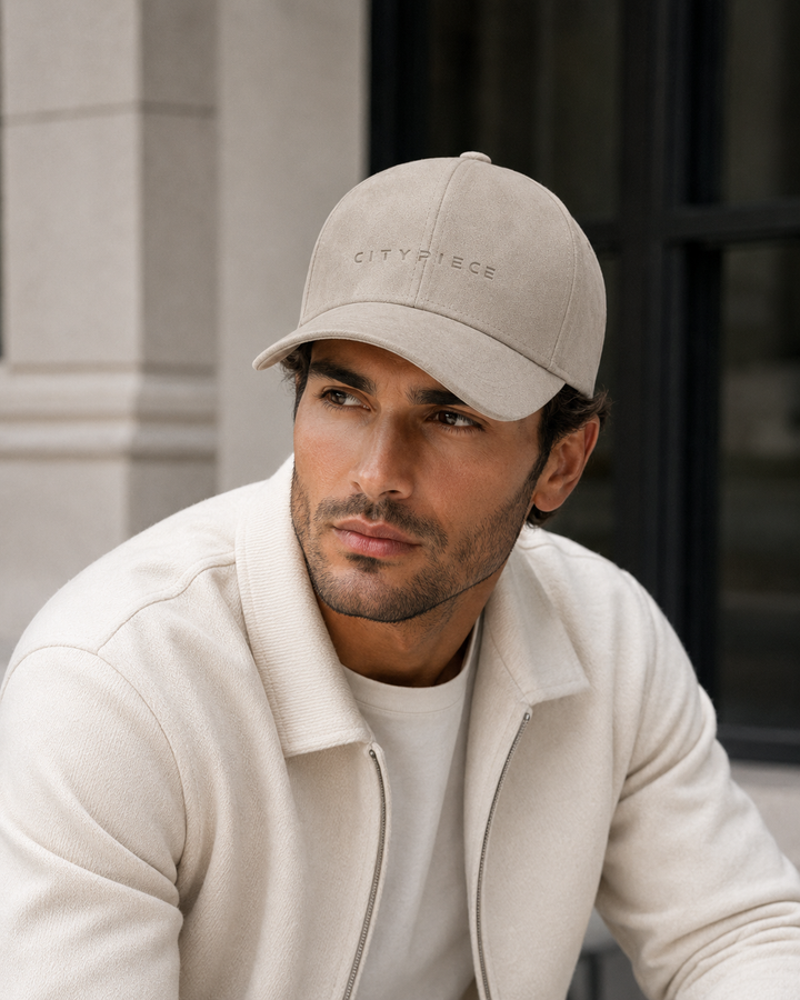 Light Beige Suede Cap with Logo