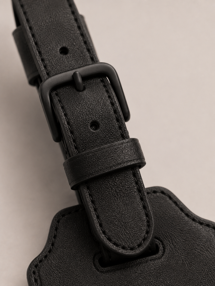 CityPiece Leather Luggage Tag . Black