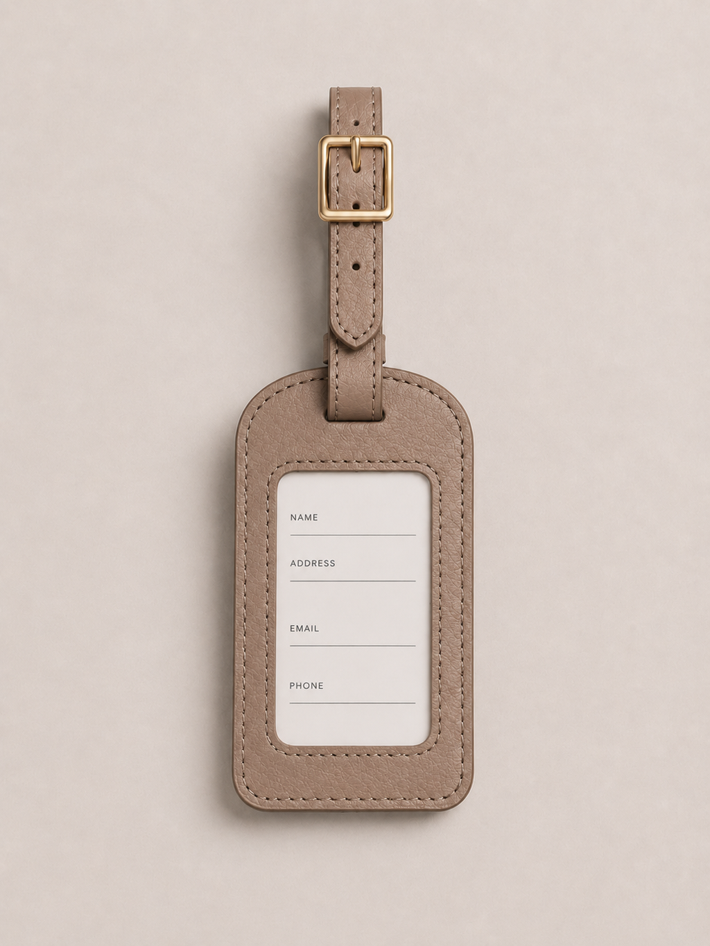 CityPiece Leather Luggage Tag . Taupe