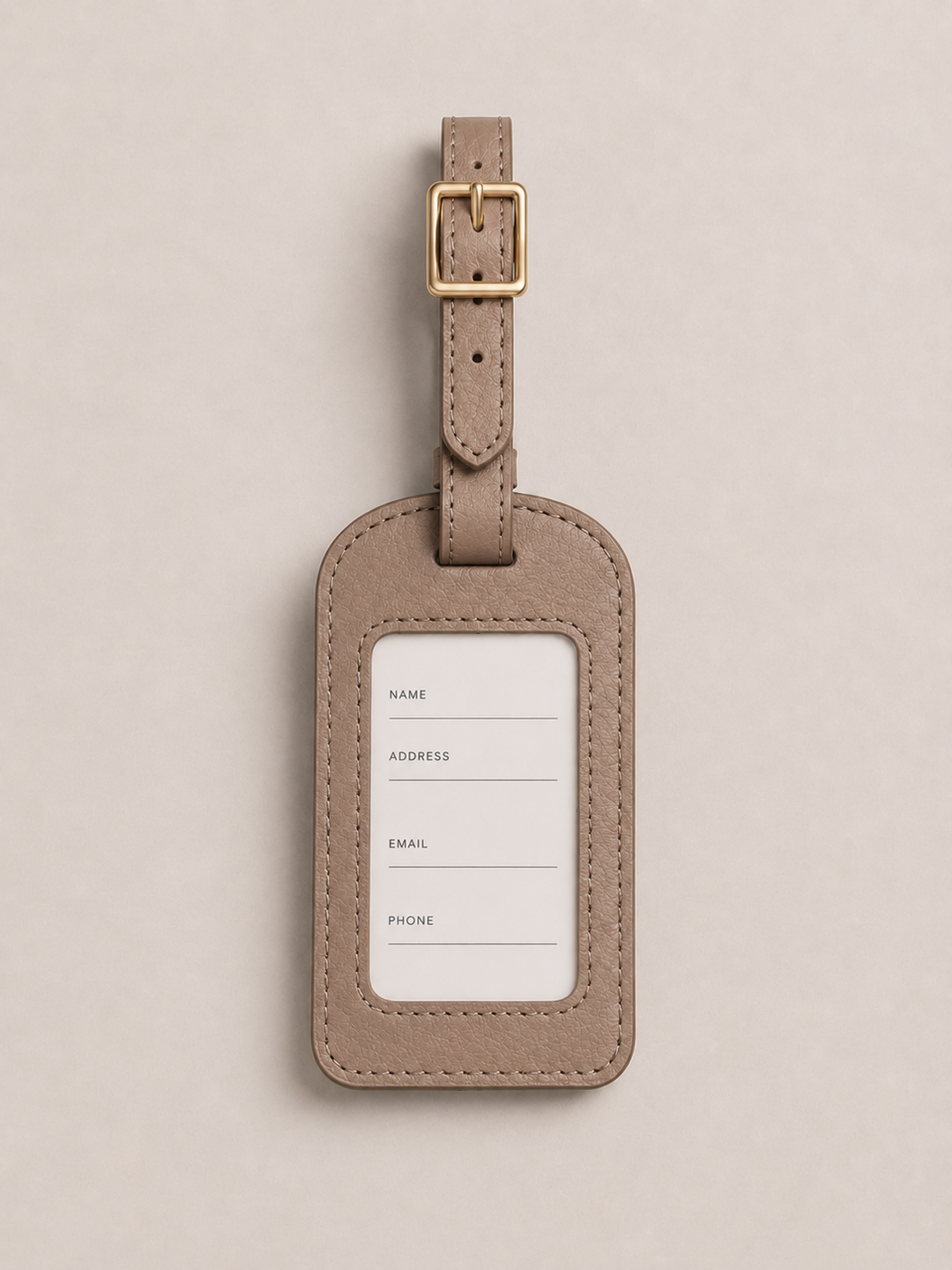 CityPiece Leather Luggage Tag . Taupe